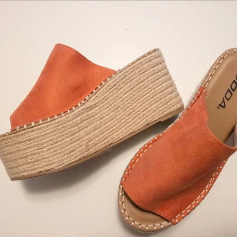 Soda Women’s Orange Suede Slide Sandals